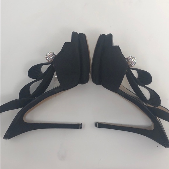 Rare Kirkwood Swarovski crystal jeweled platform sling back evening shoes w/ bow - Picture 3 of 8